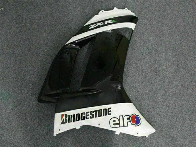 2007-2008 Kawasaki ZX6R Motorcycle Fairings - Black White Elf