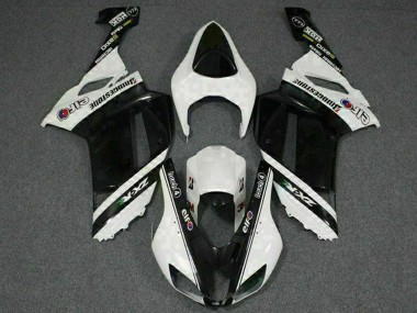 2007-2008 Kawasaki ZX6R Motorcycle Fairings - Black White Elf
