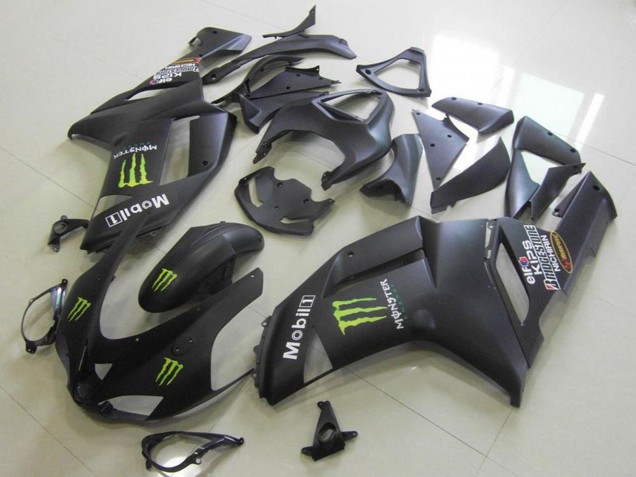 2007-2008 Kawasaki ZX6R Motorcycle Fairings - Matte Black Monster