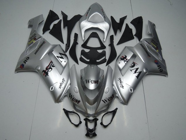 2007-2008 Kawasaki ZX6R Motorcycle Fairings - Silver West