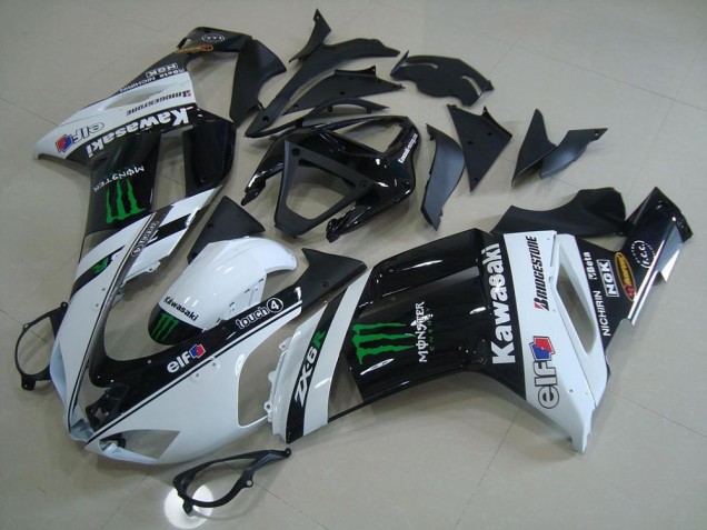 2007-2008 Kawasaki ZX6R Motorcycle Fairings - White Monster