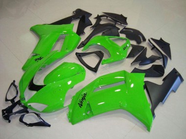2007-2008 Kawasaki ZX6R Motorcycle Fairings - Green Matte Black