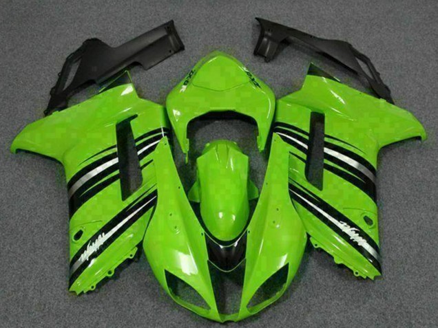 2007-2008 Kawasaki ZX6R Motorcycle Fairing Kits - Green Black