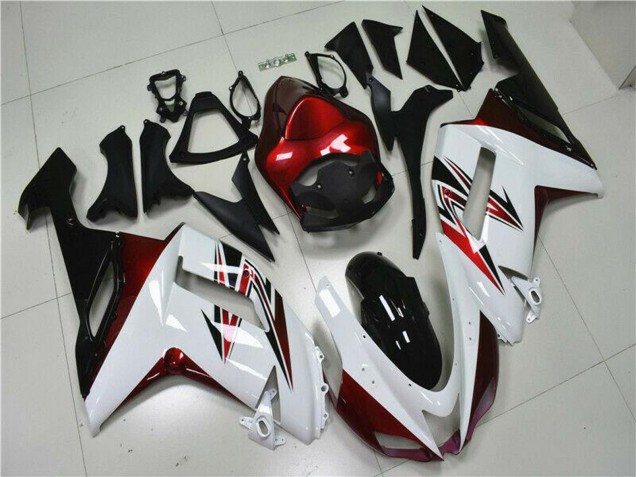 2007-2008 Kawasaki ZX6R Motorcycle Fairings - White Black Red