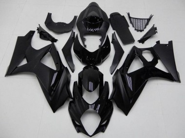 2007-2008 Suzuki GSXR 1000 Motorcycle Fairings - Glossy Black Matte Black No Decal