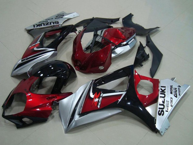2007-2008 Suzuki GSXR 1000 Motorcycle Fairing - Red Silver Glossy Black