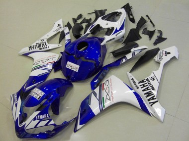 2007-2008 Yamaha YZF R1 Motorcycle Fairings - White Blue Becker Motul
