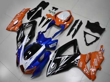 2008-2010 Suzuki GSXR 600/750 Motorcycle Fairings - Orange Blue White Glossy Black