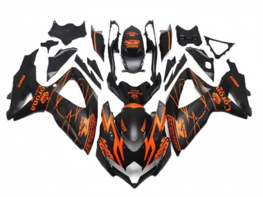2008-2010 Suzuki GSXR 600/750 Motorcycle Fairings - Matte Black Orange Alstare Corona Motul