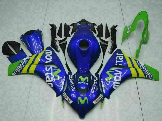 2008-2011 Honda CBR1000RR Motorcycle Fairings - Blue Yellow Green MoviStar Castrol