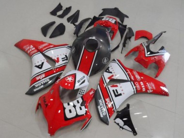 2008-2011 Honda CBR1000RR Motorcycle Fairings - White Red Matte Black Dunlop Fiamm 88
