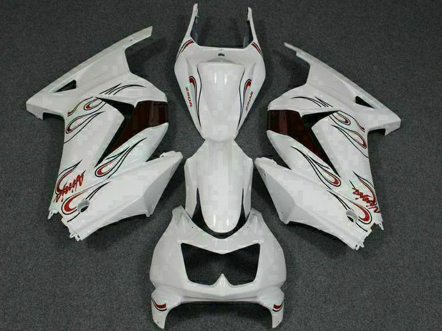 2008-2012 Kawasaki EX250 Motorcycle Fairings - White Red