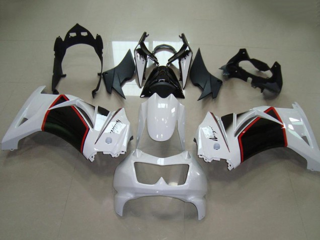 2008-2012 Kawasaki ZX250R Motorcycle Fairings - White Red Glossy Black