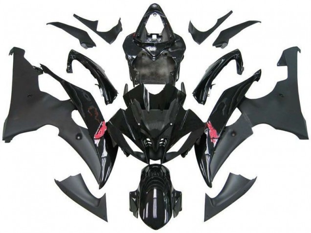 2008-2016 Yamaha YZF R6 Motorcycle Fairing - Glossy Black Matte Black