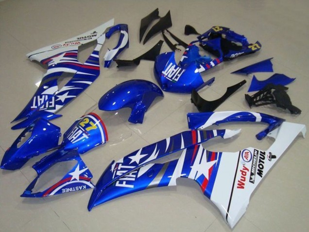 2008-2016 Yamaha YZF R6 Motorcycle Fairings - White Blue Fiat Motul Michelin 27