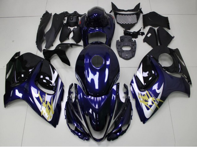 2008-2020 Suzuki GSXR 1300 Hayabusa Motorcycle Fairings - Dark Blue White Gold