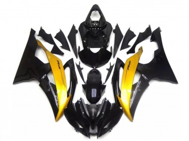 2008-2016 Yamaha YZF R6 Motorcycle Fairing - Gold Glossy Black