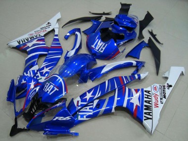 2008-2016 Yamaha YZF R6 Motorcycle Fairings - White Blue Fiat Motul Michelin