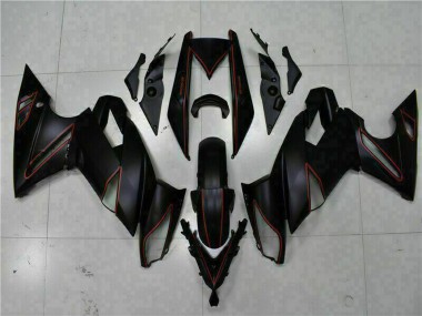 2009-2011 Kawasaki EX650 Motorcycle Fairings - Matte Black Red Stripe