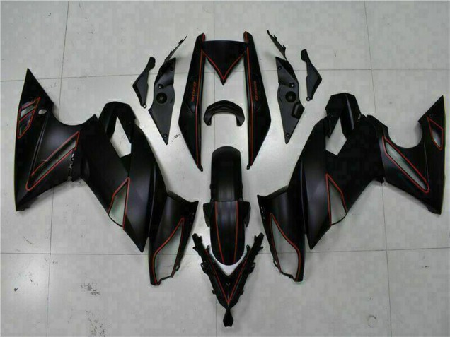 2009-2011 Kawasaki EX650 Motorcycle Fairings - Matte Black Red Stripe