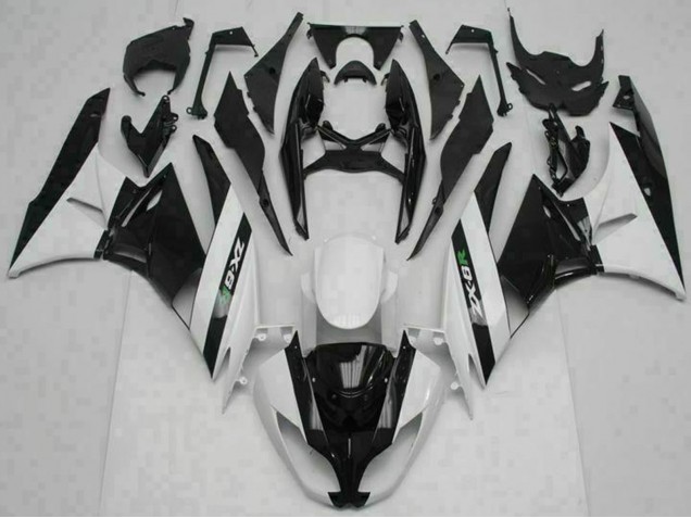 2009-2012 Kawasaki ZX6R Motorcycle Fairings - Glossy Black White