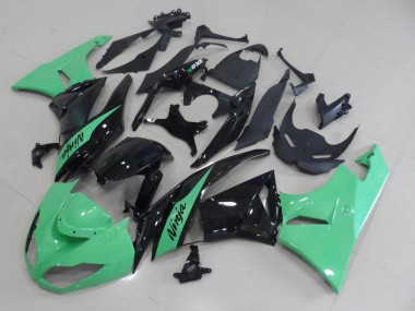 2009-2012 Kawasaki ZX6R Motorcycle Fairings - Light Green Glossy Black