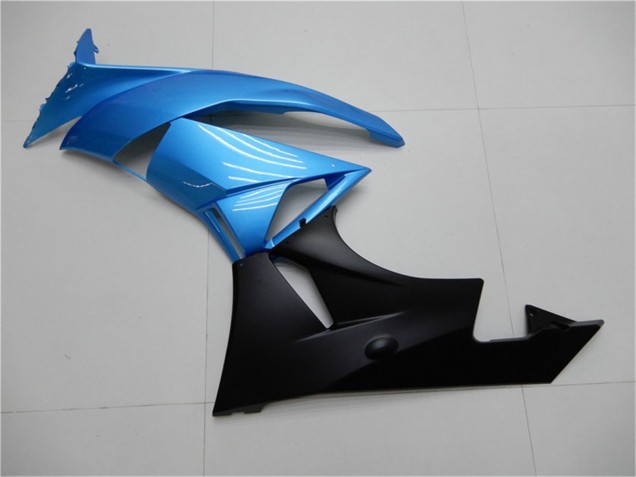 2009-2012 Kawasaki ZX6R Motorcycle Fairings - Light Blue Glossy Black