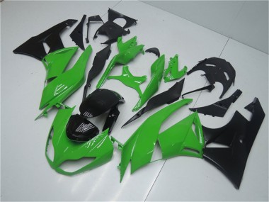 2009-2012 Kawasaki ZX6R Motorcycle Fairing Kits - Green Glossy Black