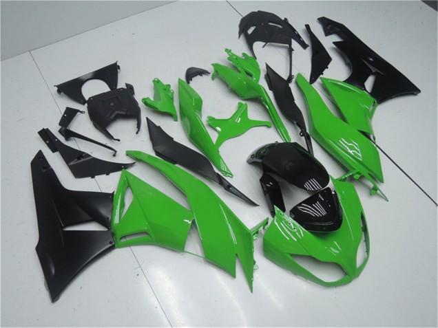 2009-2012 Kawasaki ZX6R Motorcycle Fairing Kits - Green Glossy Black