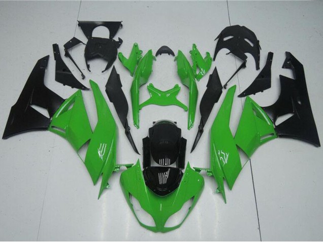 2009-2012 Kawasaki ZX6R Motorcycle Fairing Kits - Green Glossy Black