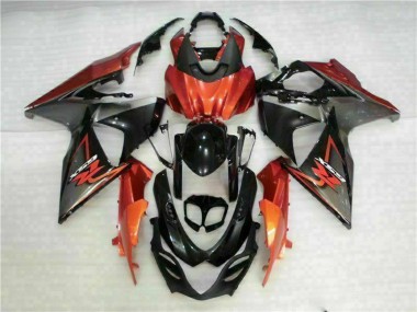 2009-2016 Suzuki GSXR 1000 Motorcycle Fairings - Orange Glossy Black
