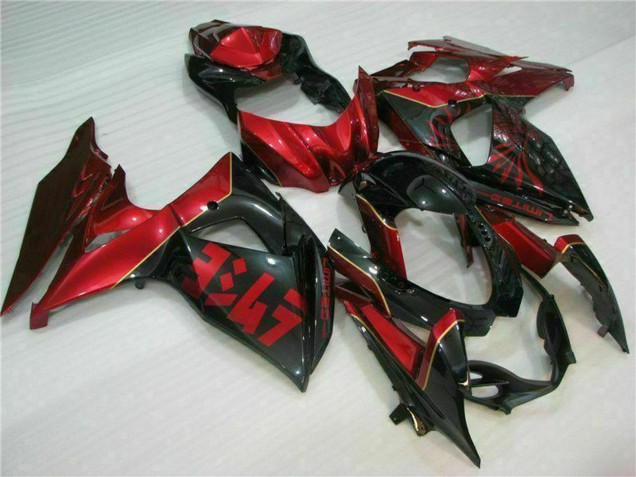 2009-2016 Suzuki GSXR 1000 Motorcycle Fairings - Red Glossy Black