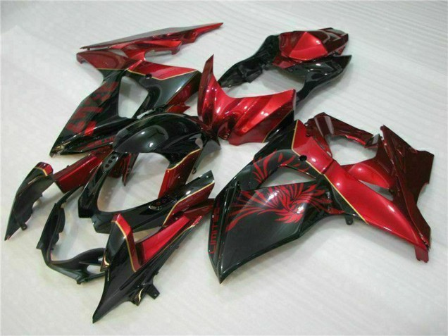 2009-2016 Suzuki GSXR 1000 Motorcycle Fairings - Red Glossy Black