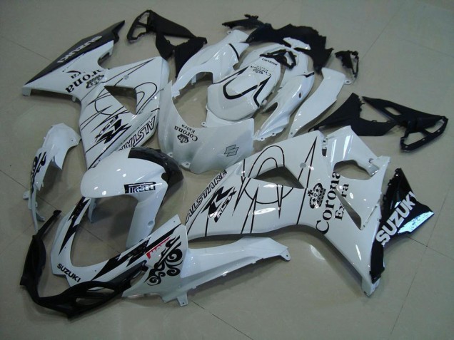 2009-2016 Suzuki GSXR 1000 Motorcycle Fairings - White Black Corona