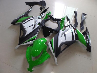 2013-2018 Kawasaki ZX300R Motorcycle Fairings - White Green Matte Black
