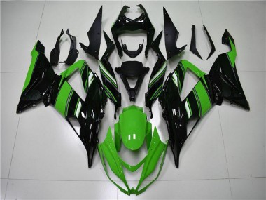 2013-2018 Kawasaki ZX6R Bike Fairings - Green Glossy Black