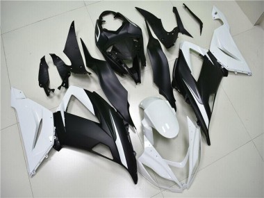 2013-2018 Kawasaki ZX6R Abs Fairings - White Matte Black