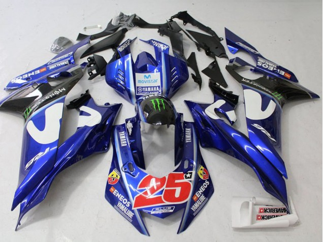 2017-2023 Yamaha YZF R6 Motorcycle Fairing - White Blue Green Monster MoviStar