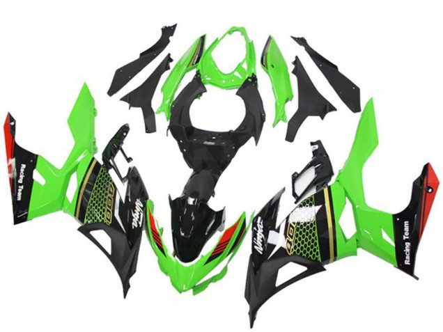2018-2024 Kawasaki EX400 Motorcycle Fairings - Green Red Black Honeycomb