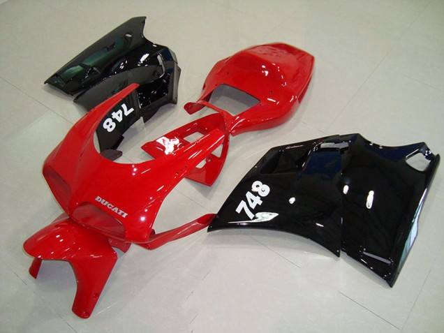 1993-2005 Ducati 748 Motorcycle Fairings - Red Glossy Black