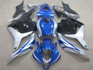2009-2012 Honda CBR600RR Motorcycle Fairings - Silver Blue Glossy Black Stripe