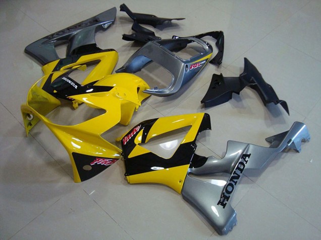 2000-2001 Honda CBR900RR 929 Motorcycle Fairings - Yellow Silver Glossy Black