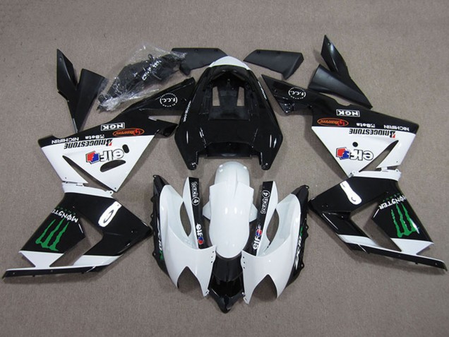 2004-2005 Kawasaki ZX10R Motorcycle Fairings - Black White Monster