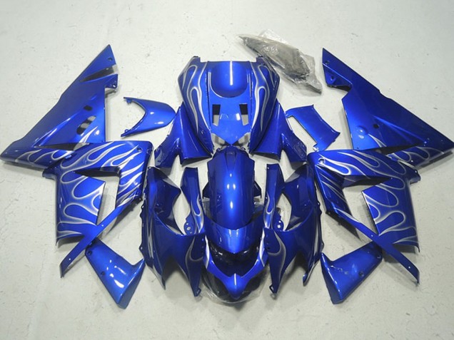 2004-2005 Kawasaki ZX10R Motorcycle Fairings - Blue White Flame