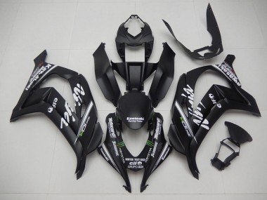 2016-2020 Kawasaki ZX10R Motorcycle Fairings - Matte Black Green White Monster Racing Team Motocard