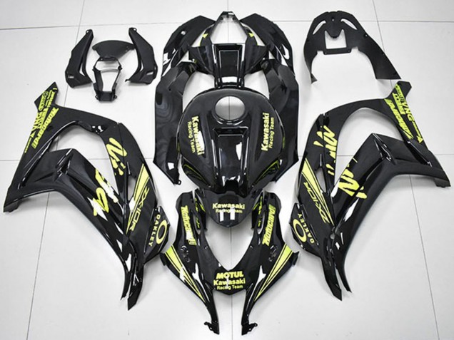 2016-2020 Kawasaki ZX10R Motorcycle Fairings - Glossy Black Yellow Motul Racing Team Motocard