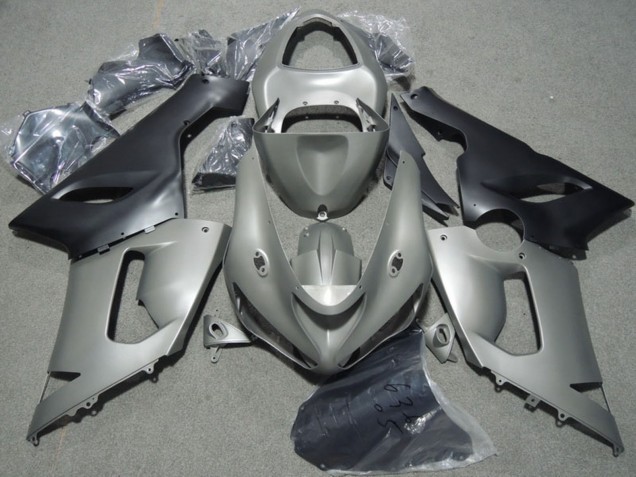 2005-2006 Kawasaki ZX6R Motorcycle Fairings - Grey Matte Black