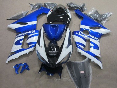 2005-2006 Kawasaki ZX6R Motorcycle Fairings - Blue White Black