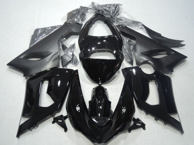2005-2006 Kawasaki ZX6R Motorcycle Fairings - Glossy Black Matte Black