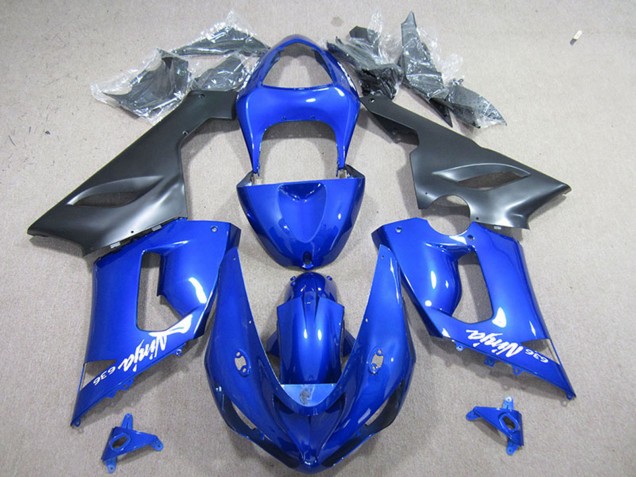 2005-2006 Kawasaki ZX6R Motorcycle Fairing - Blue Matte Black